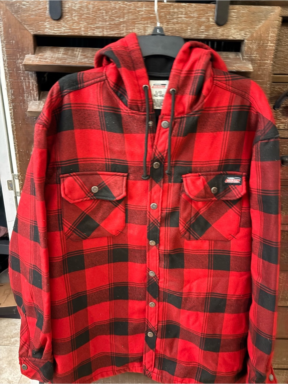 Dickies Red & Black dickies Plaid Hooded Work Shirt Jacket